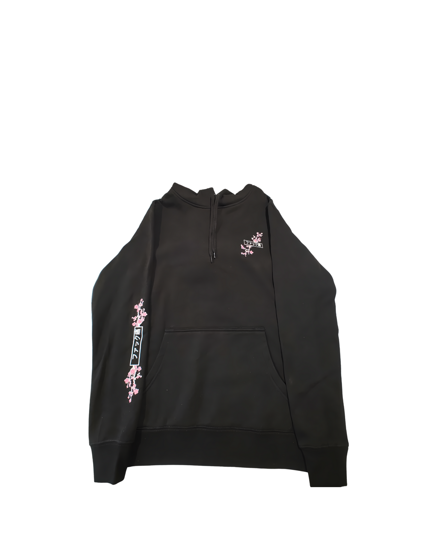 Black Japanese Fckcancer Embroided Hoodie